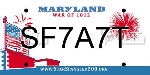SF7A7T Maryland License Plate