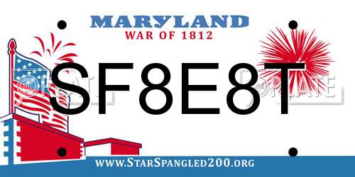 SF8E8T Maryland License Plate