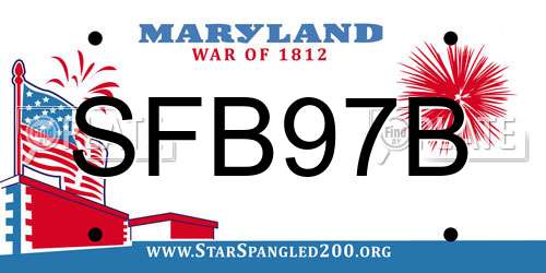 SFB97B Maryland License Plate