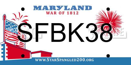 SFBK38 Maryland License Plate
