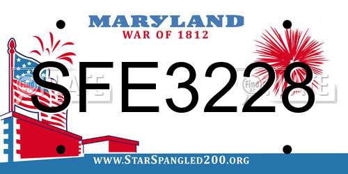 SFE3228 Maryland License Plate