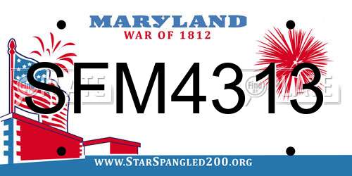 SFM4313 Maryland License Plate