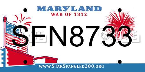 SFN8733 Maryland License Plate