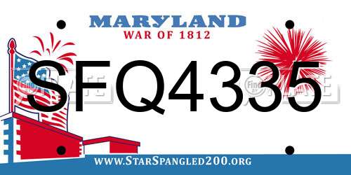 SFQ4335 Maryland License Plate