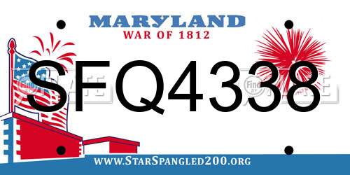 SFQ4338 Maryland License Plate