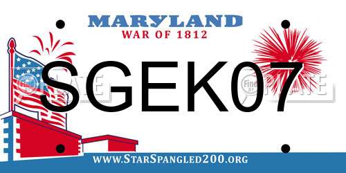 SGEK07 Maryland License Plate