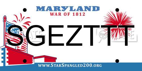 SGEZTTT Maryland License Plate