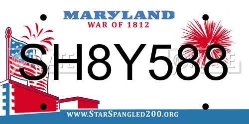 SH8Y588 Maryland License Plate