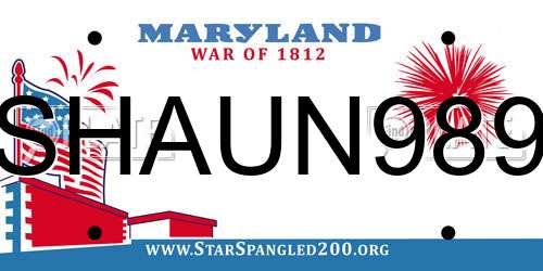 SHAUN989 Maryland License Plate