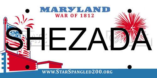 SHEZADA Maryland License Plate