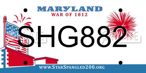 SHG882 Maryland License Plate