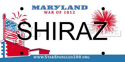 SHIRAZ Maryland License Plate