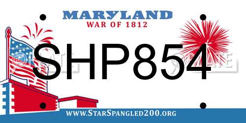 SHP854 Maryland License Plate
