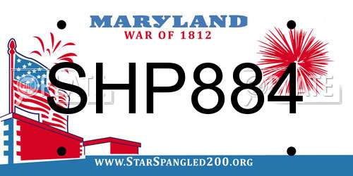 SHP884 Maryland License Plate