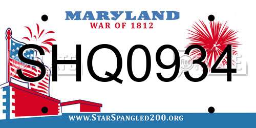 SHQ0934 Maryland License Plate