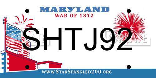 SHTJ92 Maryland License Plate
