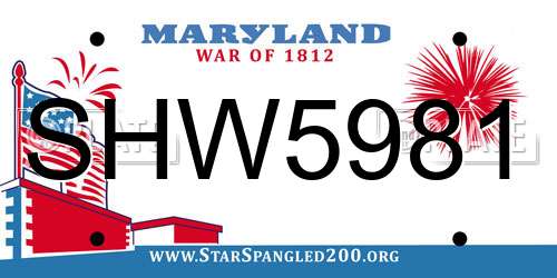 SHW5981 Maryland License Plate