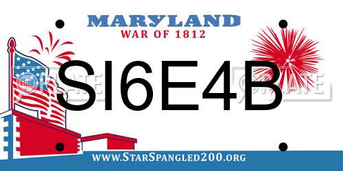 SI6E4B Maryland License Plate