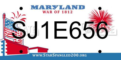 SJ1E656 Maryland License Plate