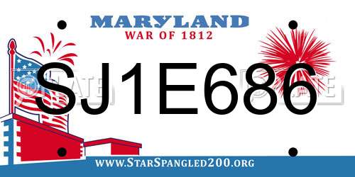 SJ1E686 Maryland License Plate