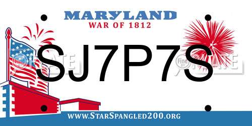 SJ7P7S Maryland License Plate