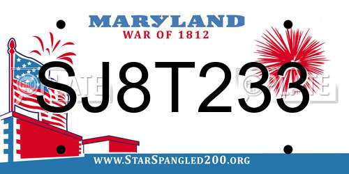 SJ8T233 Maryland License Plate