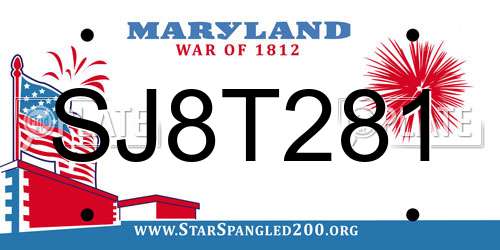 SJ8T281 Maryland License Plate