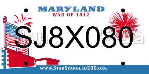 SJ8X080 Maryland License Plate