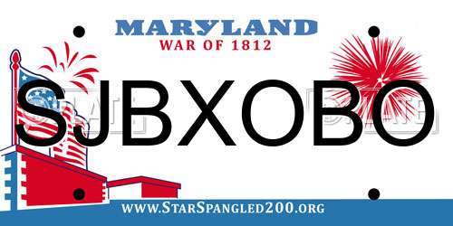 SJBXOBO Maryland License Plate
