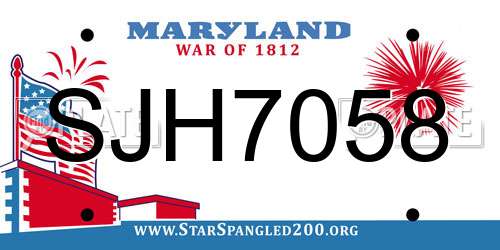 SJH7058 Maryland License Plate