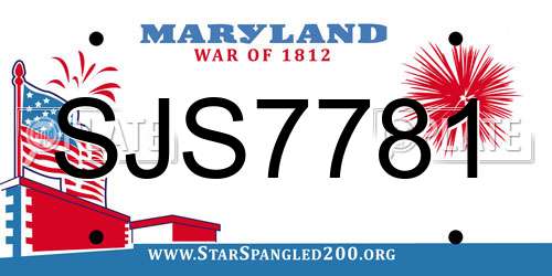 SJS7781 Maryland License Plate