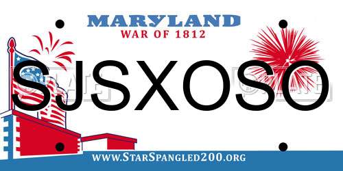 SJSXOSO Maryland License Plate