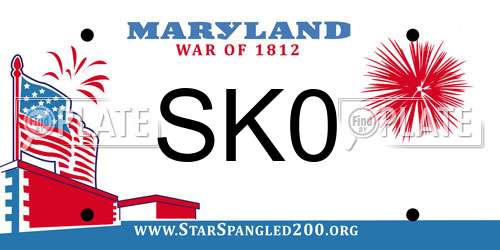 SK0 Maryland License Plate