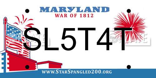 SL5T4T Maryland License Plate