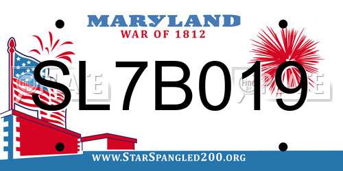 SL7B019 Maryland License Plate