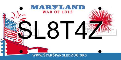 SL8T4Z Maryland License Plate