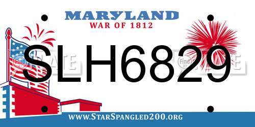SLH6829 Maryland License Plate