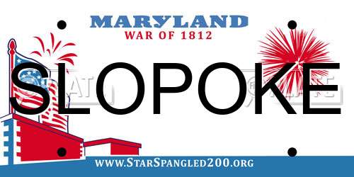 SLOPOKE Maryland License Plate
