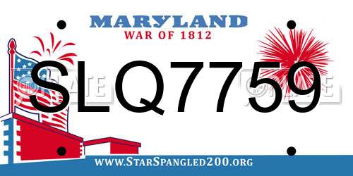 SLQ7759 Maryland License Plate