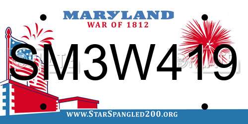 SM3W419 Maryland License Plate