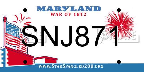 SNJ871 Maryland License Plate