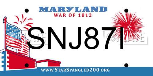SNJ87I Maryland License Plate