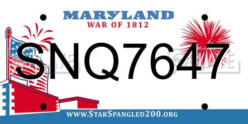 SNQ7647 Maryland License Plate