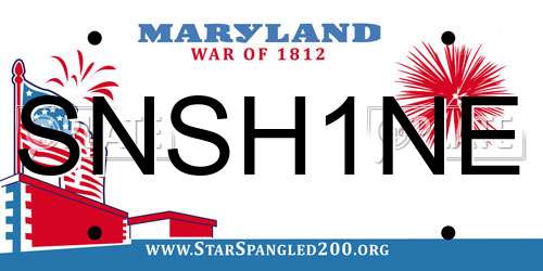 SNSH1NE Maryland License Plate