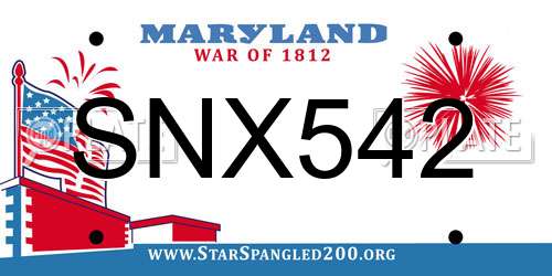 SNX542 Maryland License Plate