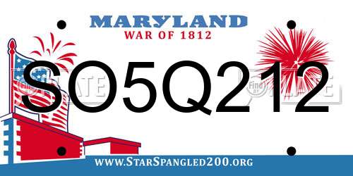 SO5Q212 Maryland License Plate