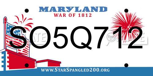 SO5Q712 Maryland License Plate