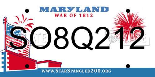 SO8Q212 Maryland License Plate