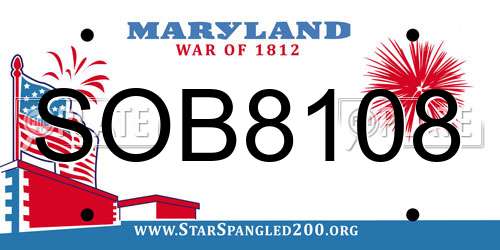 SOB8108 Maryland License Plate