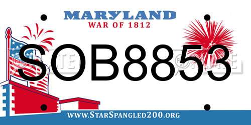 SOB8853 Maryland License Plate